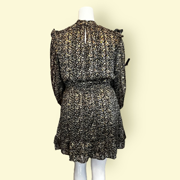 Sadie & Sage Floral Print Mini Dress, L, Black Yellow Multi - Picture 13 of 16